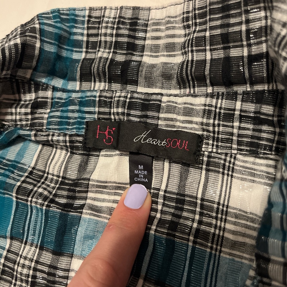 HeartSoul Black and White Plaid Shirt - Picture 8 of 9